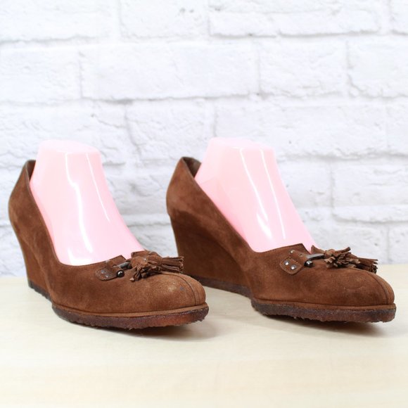 Stuart Weitzman Brown Suede Slip-on Wedge Casual Shoes Size 11 N - Picture 3 of 9